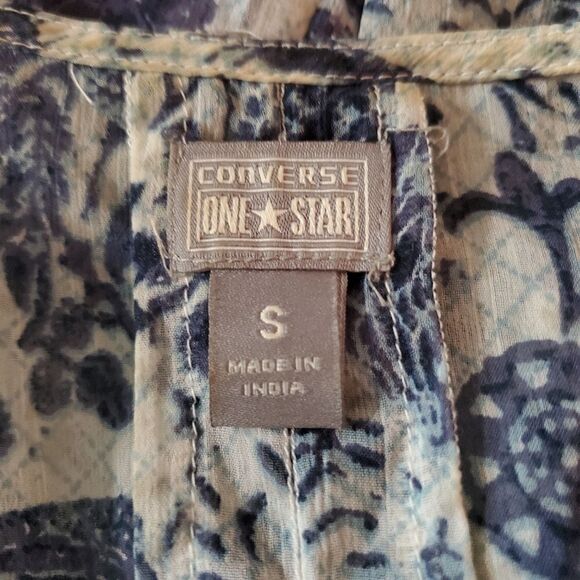 Converse White & Blue Floral Sheer Tank Top (S) - Picture 5 of 5